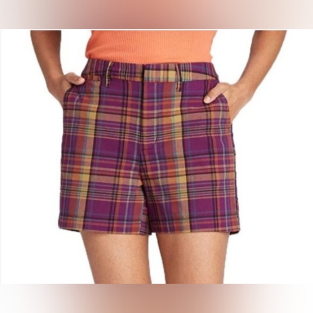 a new day Purple and Orange Jean Shorts High-Waisted Casual, Size 16